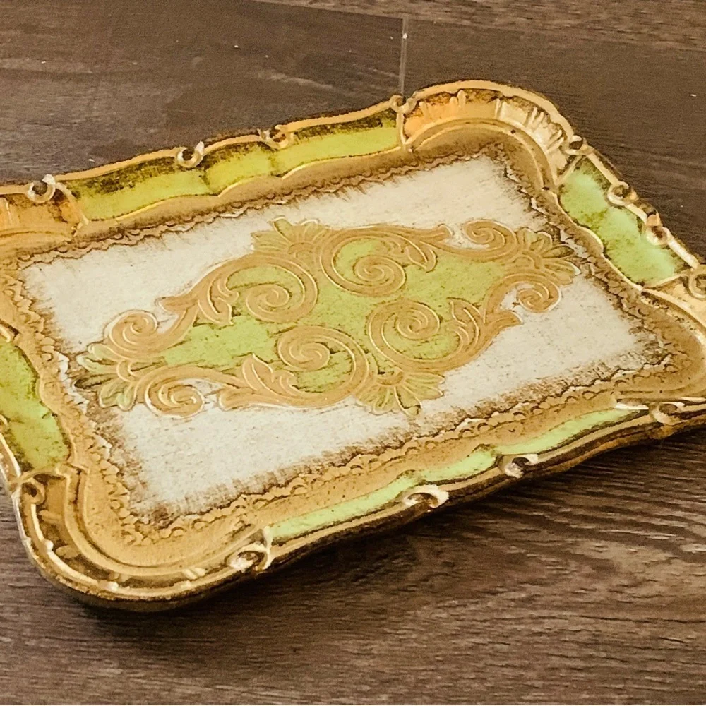 Vintage Tray Wood Hand Made Legno Decorato A Mano Made In Florence